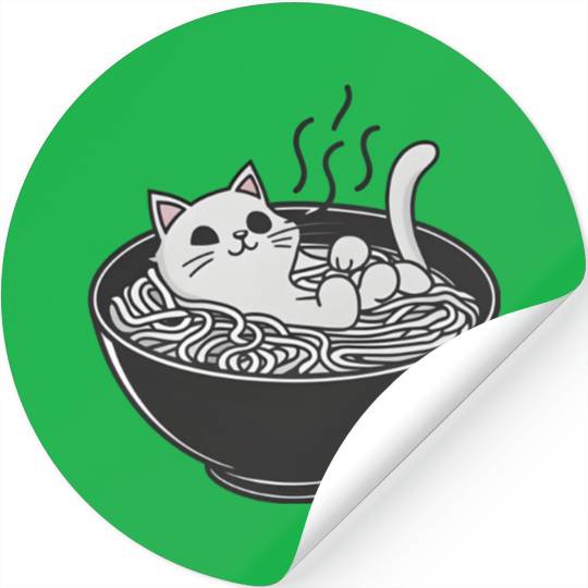 Ramen Cat Kawaii Anime Otaku Bowl Japanese Noodles Stickers