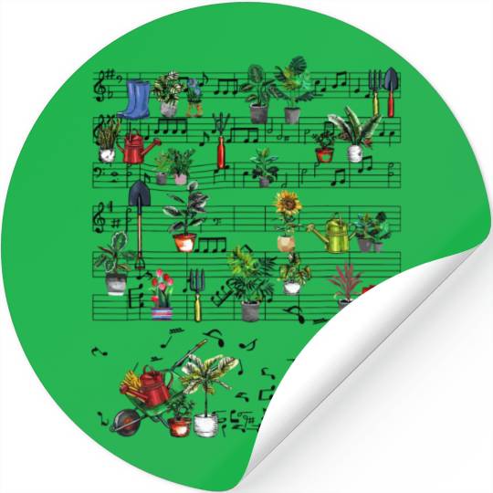 Mother's Day Gardening Tools Music Note Staves Stickers