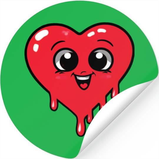 Cute melting heart with a smile Stickers