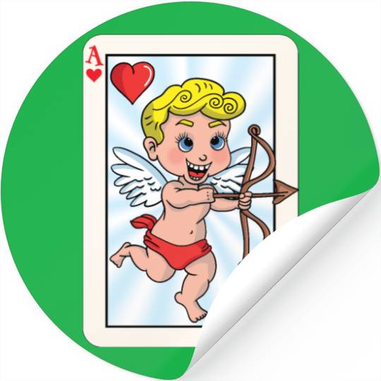 Playing card with cupid Stickers