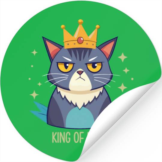 Grumpy King of Naps Cat Stickers