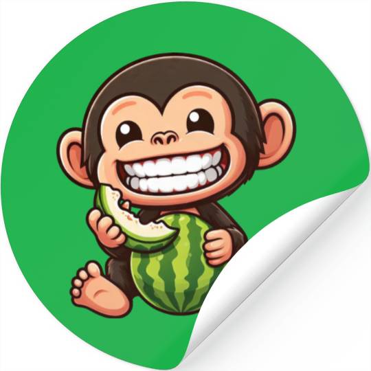 Monkey chimpanzee melon watermelon honeydew melon Stickers