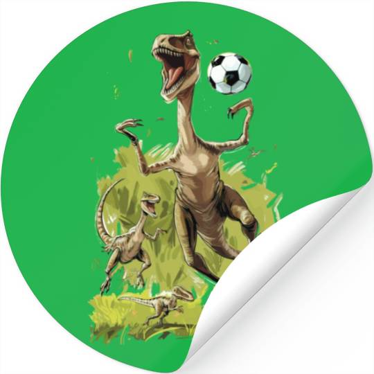 Soccer Ball Velociraptor Dinosaur Football Stickers