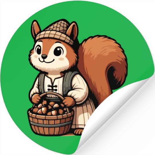 Autumn Forager: Squirrel with Acorns Stickers