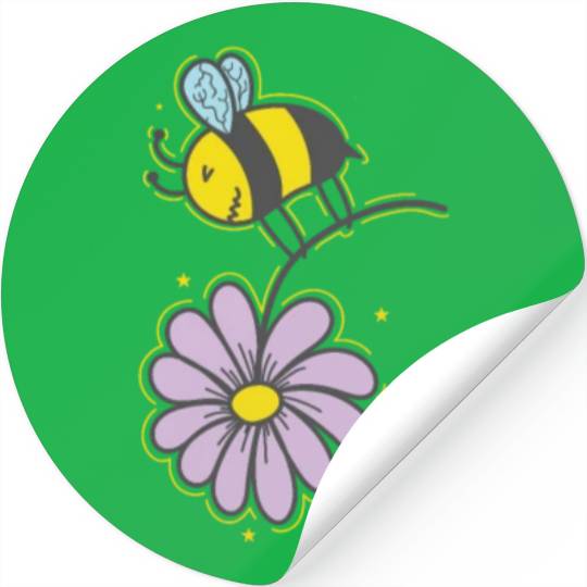 Bee with Flower Animals Nature Beekeeper Stickers
