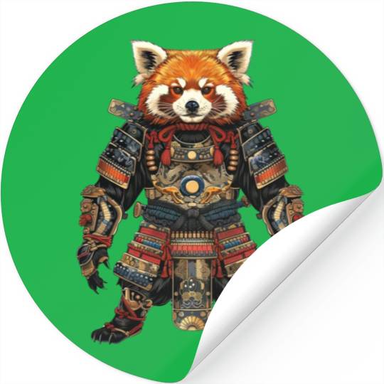 Samurai style red panda Stickers