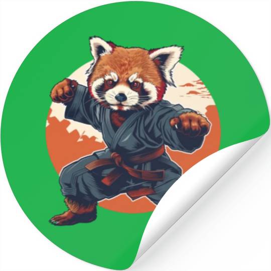 Red panda karate fighting style Stickers