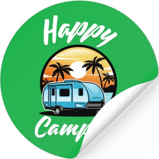 Funny Camping Hiking Lover Present Happy Camper Stickers