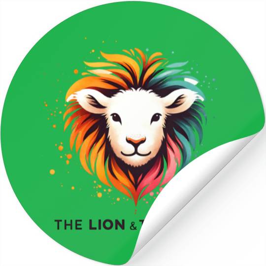 The Lion And The Lamb Abstract Art Design Stickers