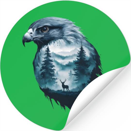 Majestic Eagle And Serene Wilderness Scene Stickers