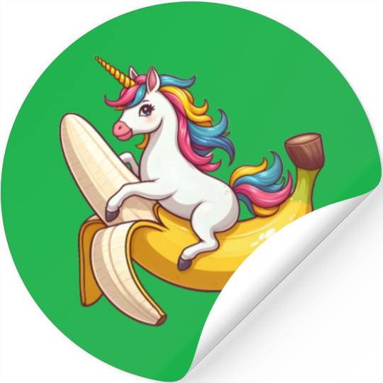 Unicorn on banana Stickers