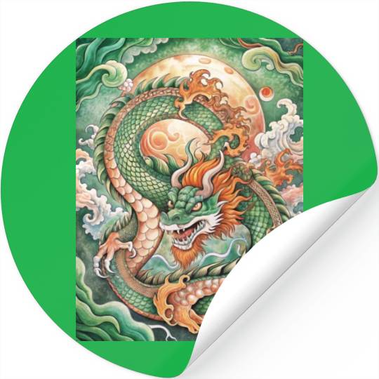 Traditional Chinese Dragon Ink Style Stickers