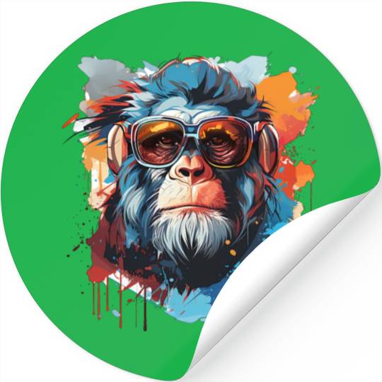 Monkey Head In Cool Stickers