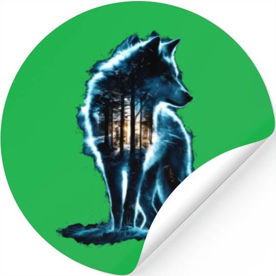 Majestic Wolf Through The Mysterious Forest Stickers