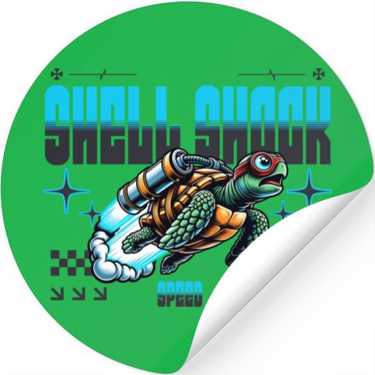 Shell Shock Jetpack Turtle | Speedy Turtle Stickers