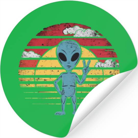 Peaceful Alien Sunset Retro Vibe Stickers