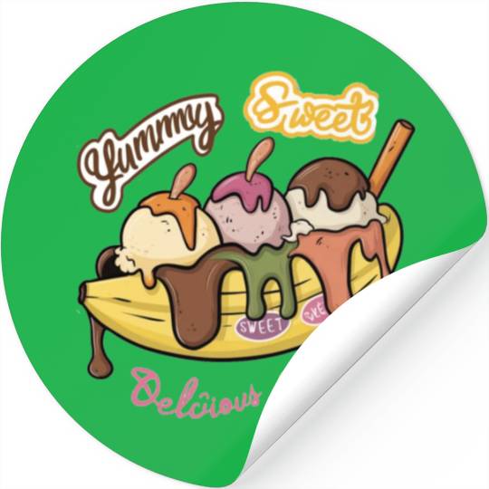 banana split-Delicious sweet Stickers
