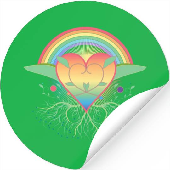 Rainbow heart with roots for Pride Stickers