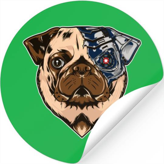 Pug cyborg face dog Stickers