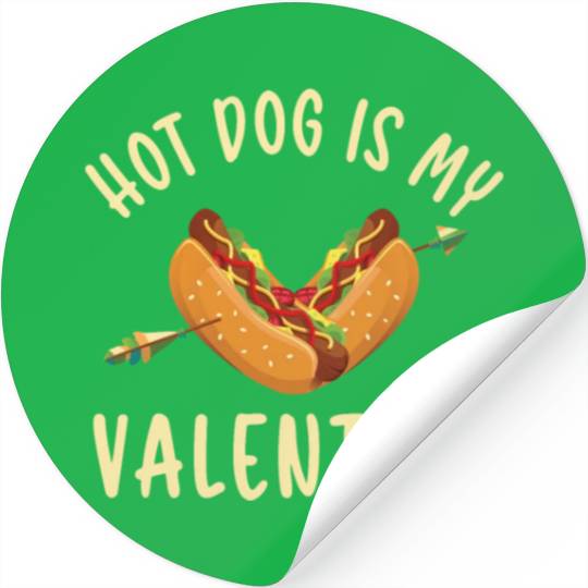 Hot Dog Adult Heart Valentines Day Stickers