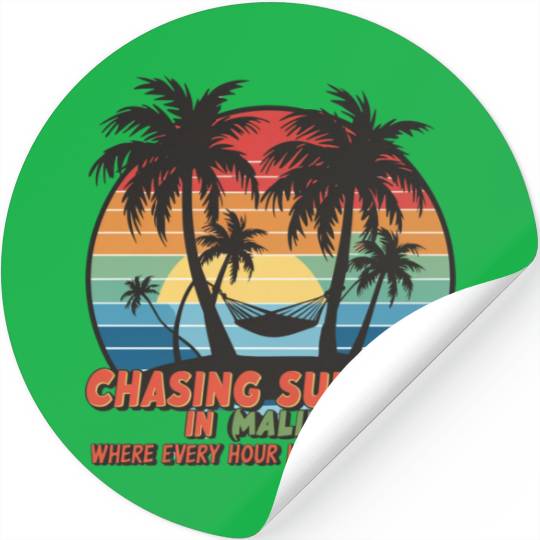 Chasing Sunsets in Malibu Stickers