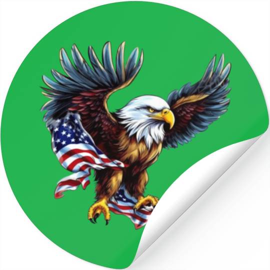 4th Of July US flag with eagle Stickers