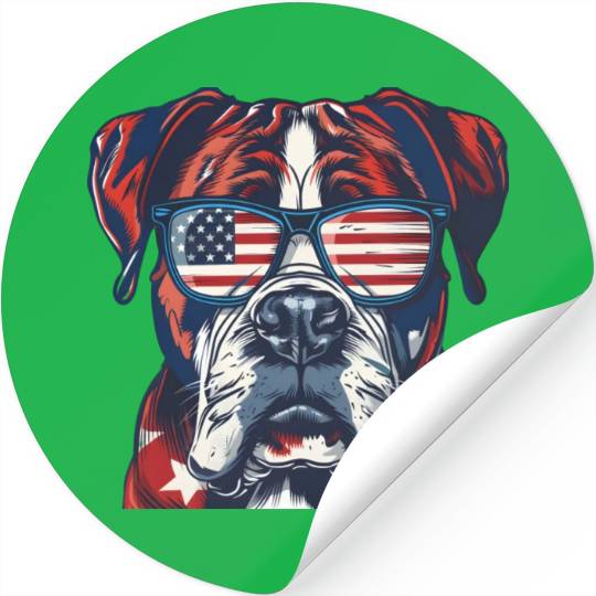 Boxer dog. American memorial day Stickers