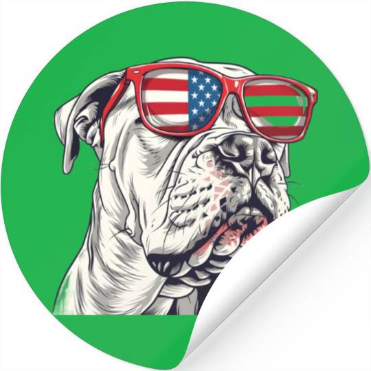 Dogo Argentino dog. 4th of July and memorial day Stickers