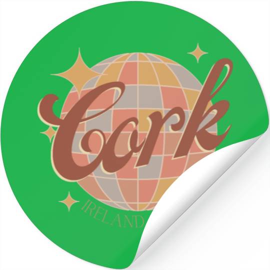 Cork City Ireland Retro Vintage Disco ball design Stickers