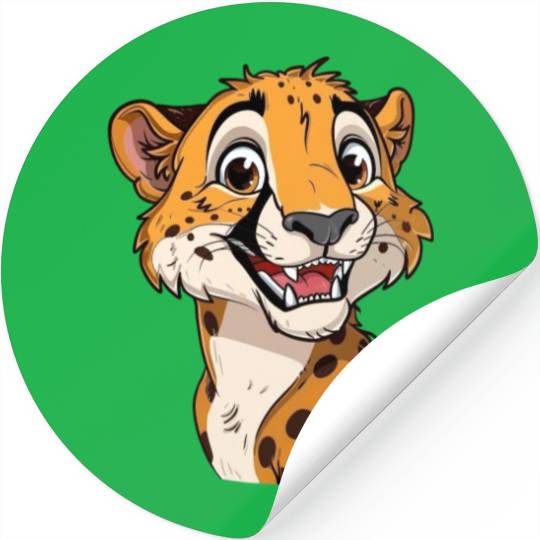 Charming Smiling Cheetah Portrait Stickers
