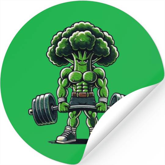 Broccoli Workout Muscular Broccoli Lifting Weights Stickers