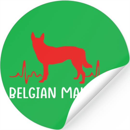 Silhouette Dog Heartbeat Belgian Malinois Stickers