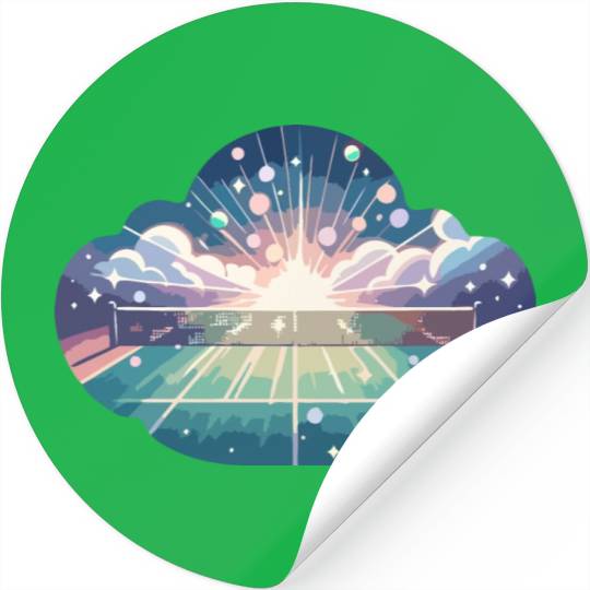 Tennis Court Sunrise Stickers