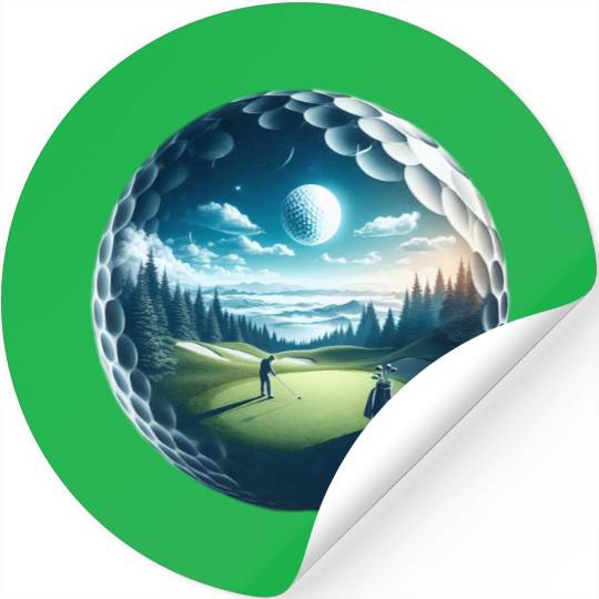 Twilight A Golf Dream Scape Surreal Golfing Course Stickers