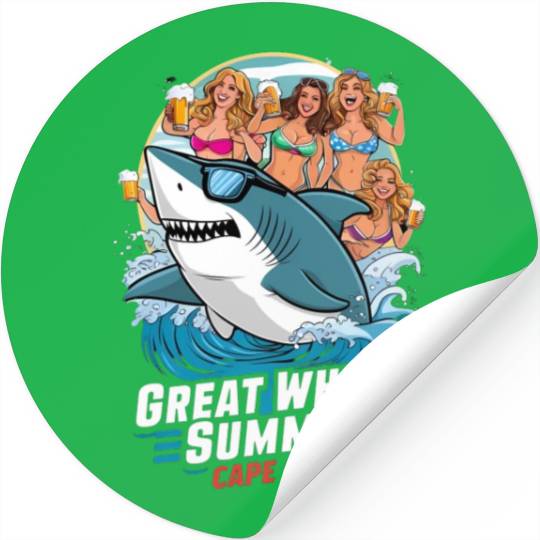 Stylish Great White Shark Stickers (Cape Cod)