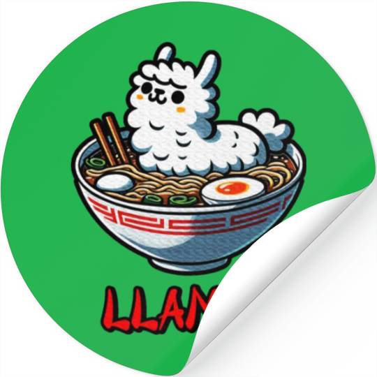 Llamen Noodles Chinese Food Alpaca Llama Lover Stickers