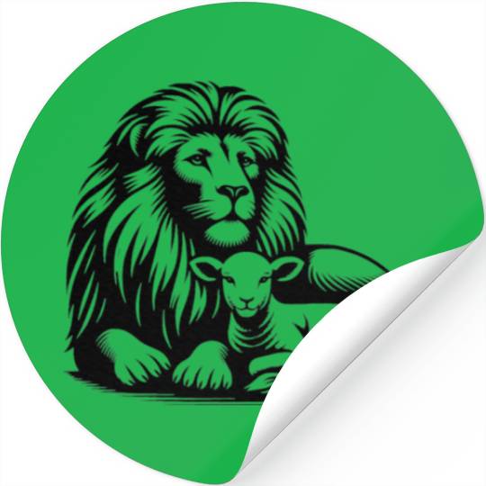 Lion and Lamb Black Design Christian Stickers