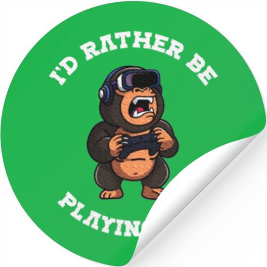 Gorilla Monkey I'd Rather Be Playing VR Gorilla Stickers