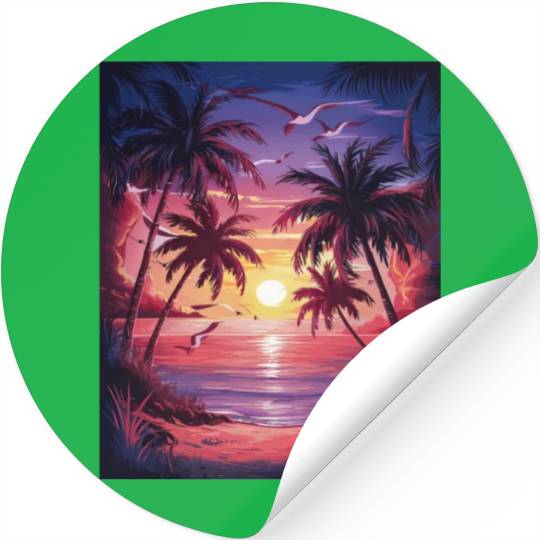 summer beach "Tropical Twilight Serenity" Stickers