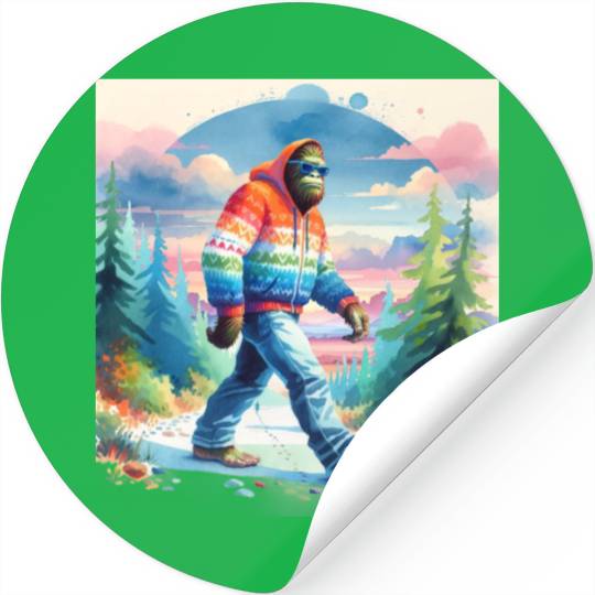 Bฺigfoot Wilderness Wanderer: Retro Ramble Stickers