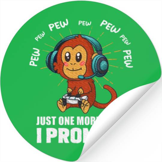 Monkey Just one more game Gaming Stickers