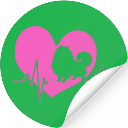 Puppy Dog Heartbeat Cute Pomeranian Silhouette Stickers