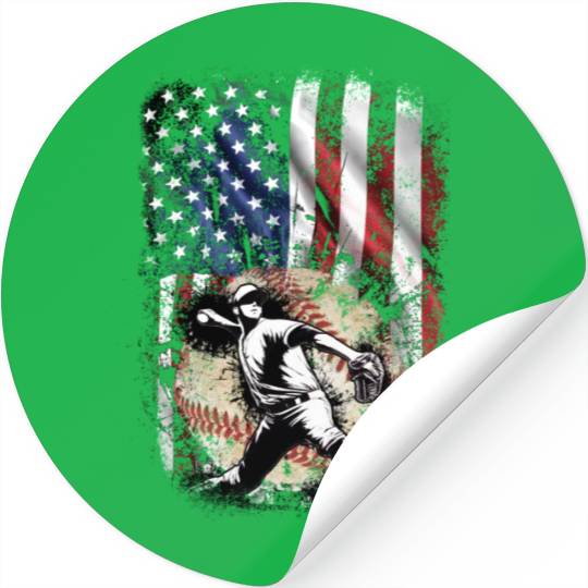 Patriotic American Flag Baseball Pitcher Stickers