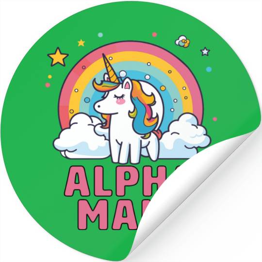 Alpha Male Unicorn Rainbow Stickers