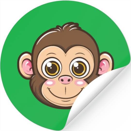 Adorable Monkey Face With Big Eyes Stickers