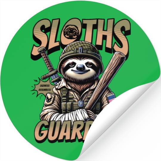 Sloth Funny Military Animal Design Stickers