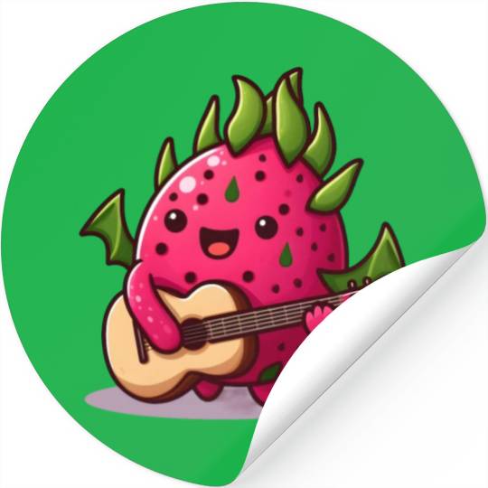 Dragon fruit plays guitar Stickers