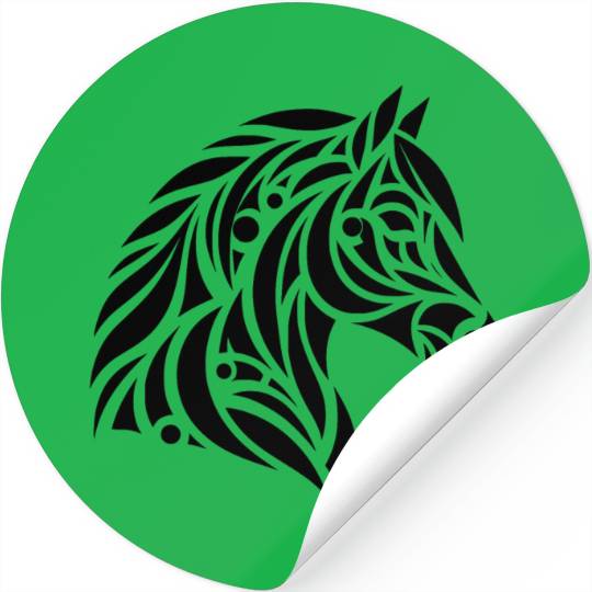 Elegant Tribal Horse Head Portrait Pony Tattoo Stickers