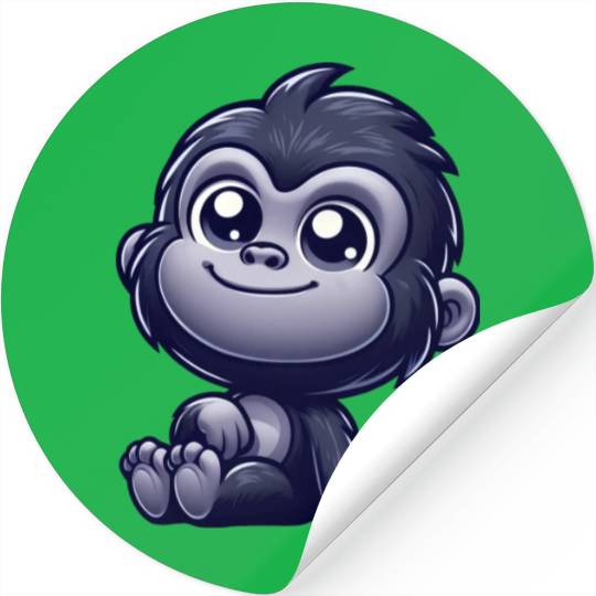 Cute monkey chimpanzee gorilla peaceful happy Stickers