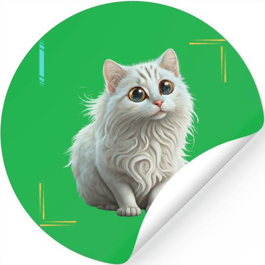 Cute White Cat Stickers